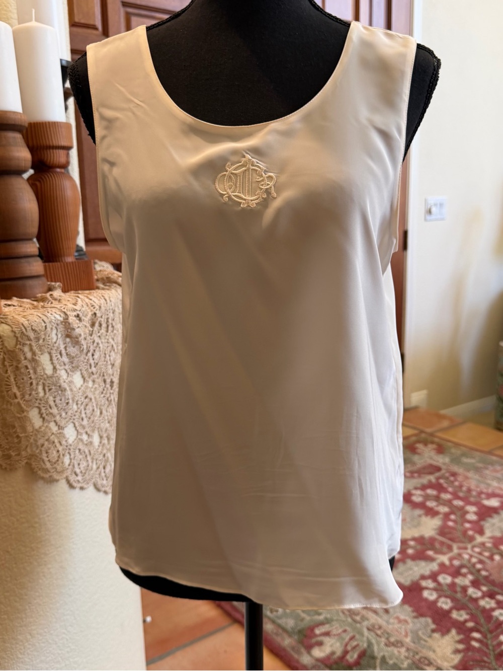 Dior Logo Tank Top vintage Christian Dior Cream Size Small Monogrammed
